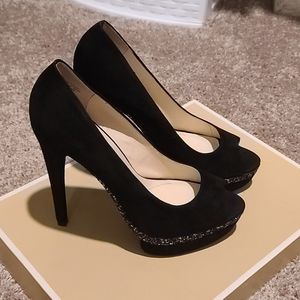 Boutique 9 open toe heels with black glitter